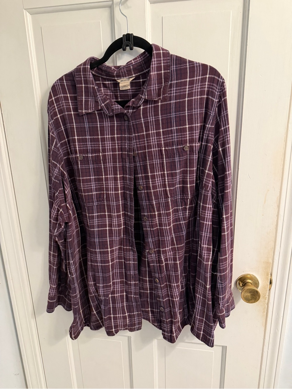 Duluth Trading Co Purple Plaid Button-Down Shirt
